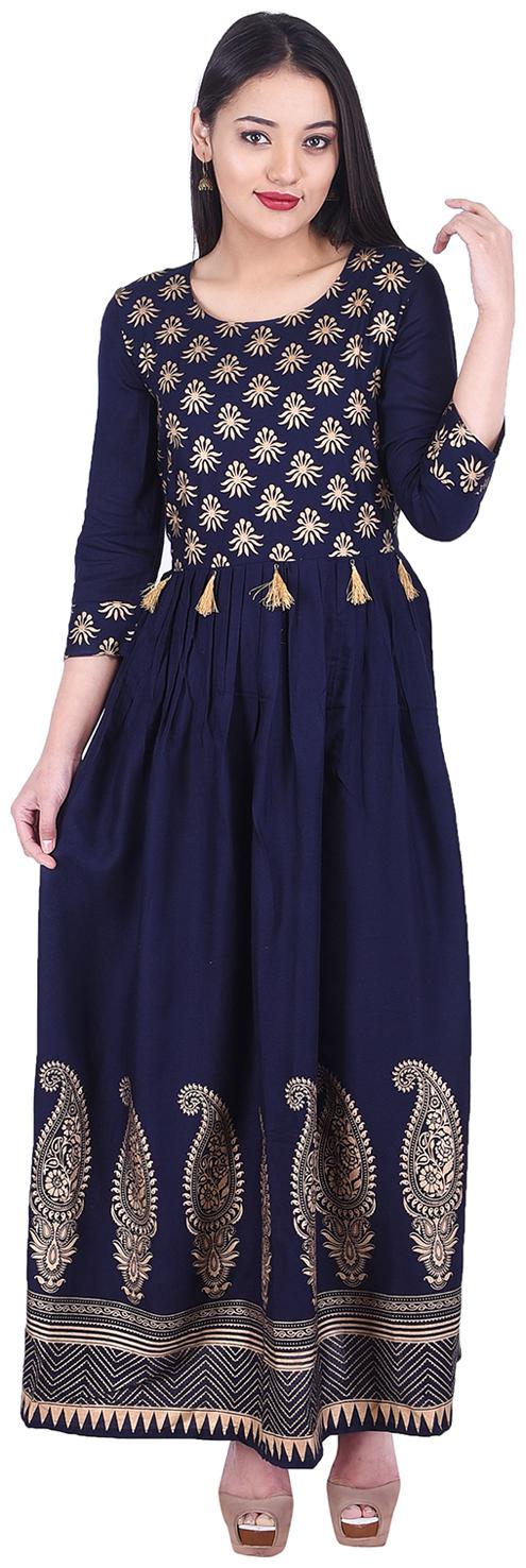 

JAI KURTIES Women Blue Printed Anarkali Kurta