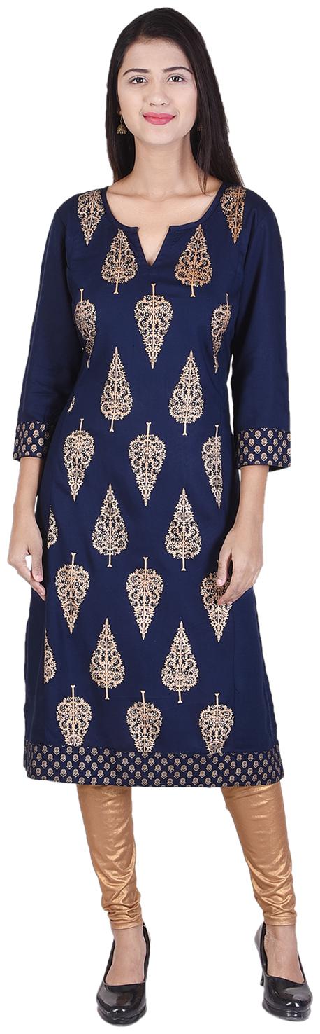 

JAI KURTIES Women Blue Printed Straight Kurta