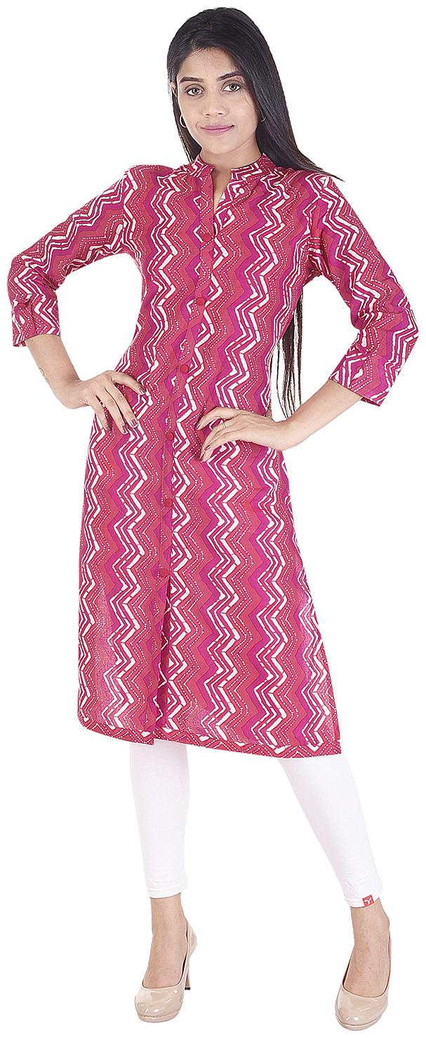 

JAI KURTIES Women Pink Printed Straight Kurta