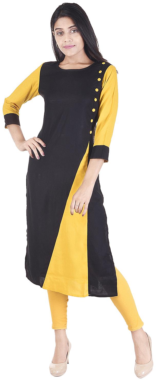 

JAI KURTIES Women Black Solid Straight Kurta