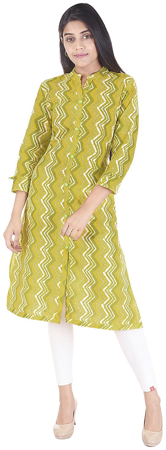 

JAI KURTIES Women Green Printed Straight Kurta
