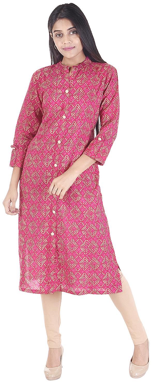

JAI KURTIES Women Pink Printed Straight Kurta
