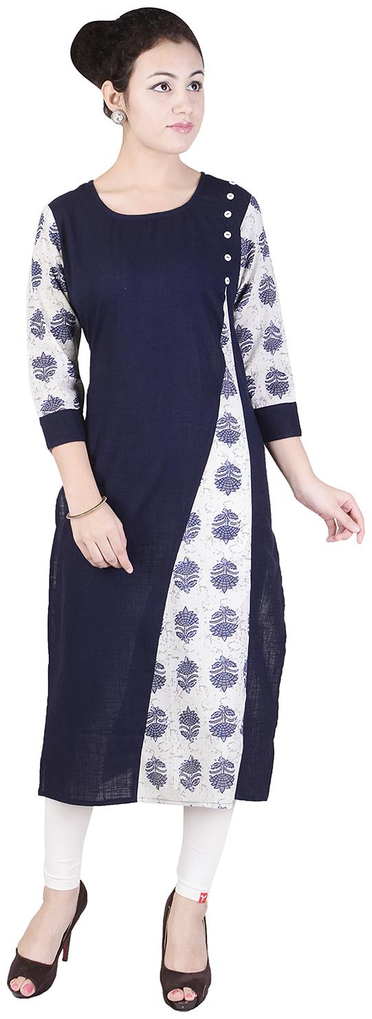 

JAI KURTIES Women Blue Printed Straight Kurta