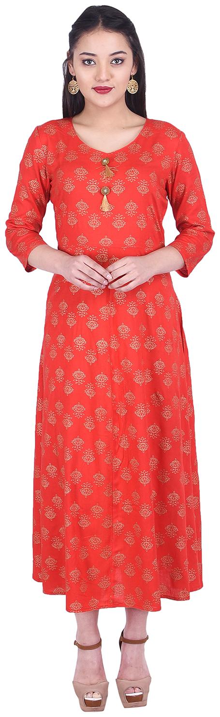 

JAI KURTIES Women Red Printed Anarkali Kurta