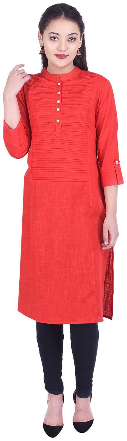 

JAI KURTIES Women Red Solid Straight Kurta