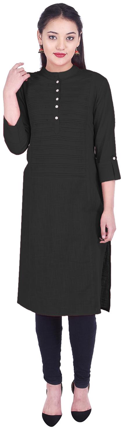 

JAI KURTIES Women Black Solid Straight Kurta