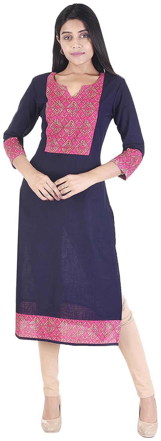 

JAI KURTIES Women Blue Solid Straight Kurta