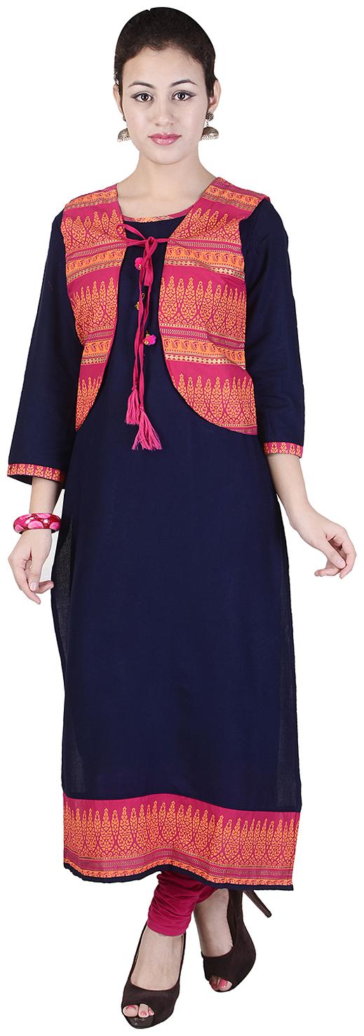 

JAI KURTIES Women Blue Printed Straight Kurta