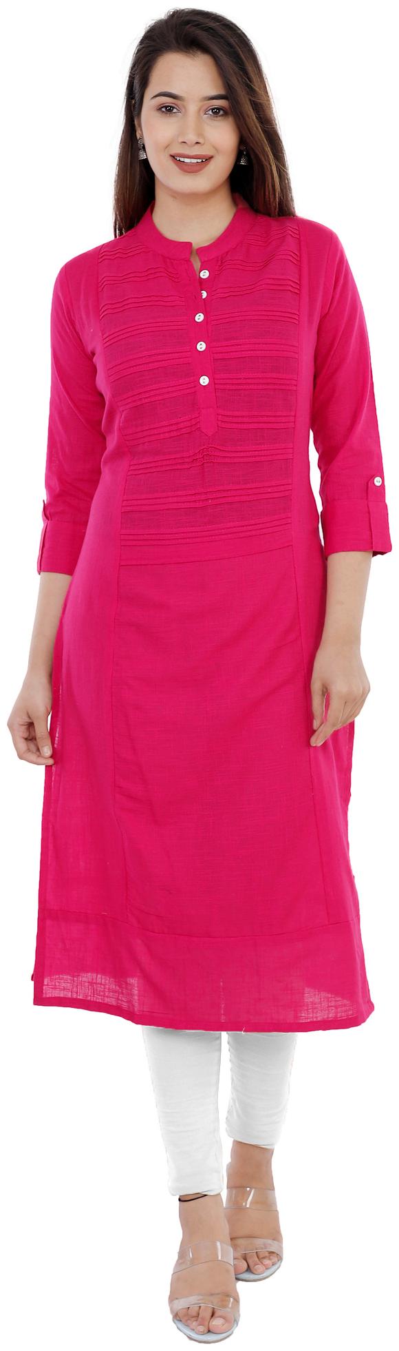 

JAI KURTIES Women Pink Solid Straight Kurta