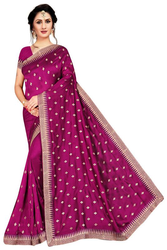 

Jaina Sarees Silk Magenta Embroidered Designer Saree For women