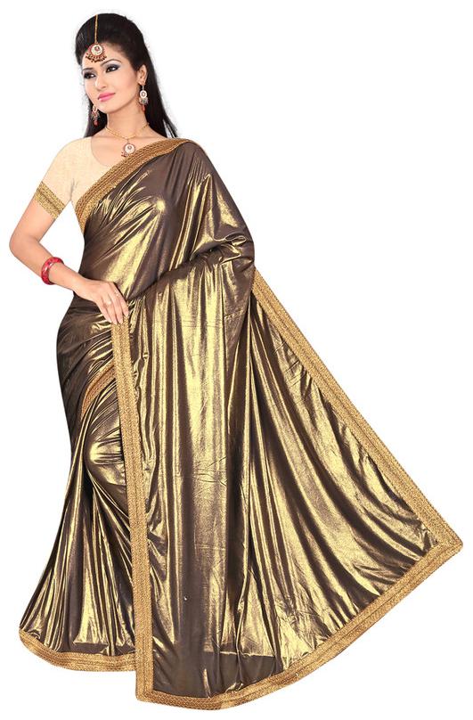 

Jaina Sarees Polyester Brown Solid Designer Saree For Women