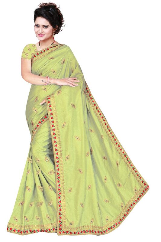 

Jaina Sarees Women Silk Party Wear Designer Saree (Green)