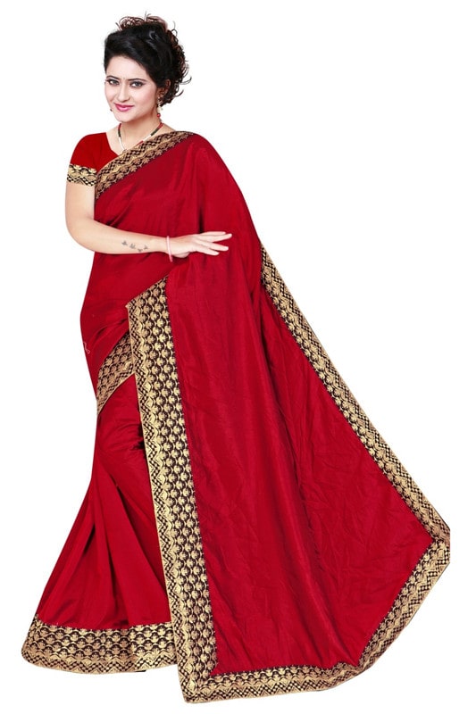 

Jaina Sarees Women Silk Party Wear Designer Saree (Maroon)