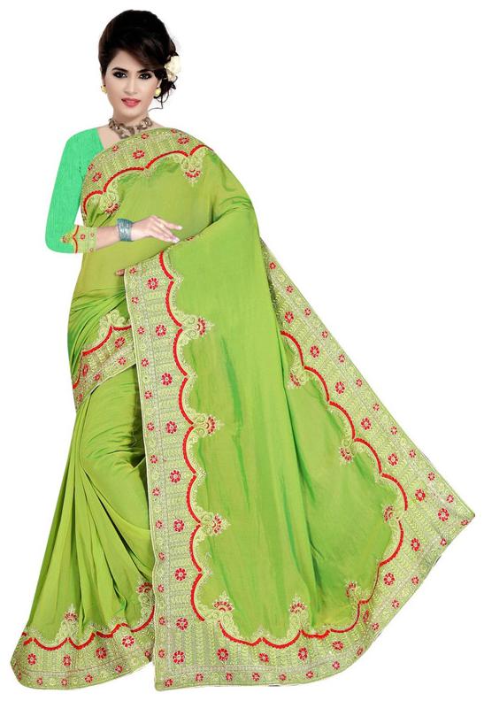 

Jaina Sarees Silk Embroidered Green Saree