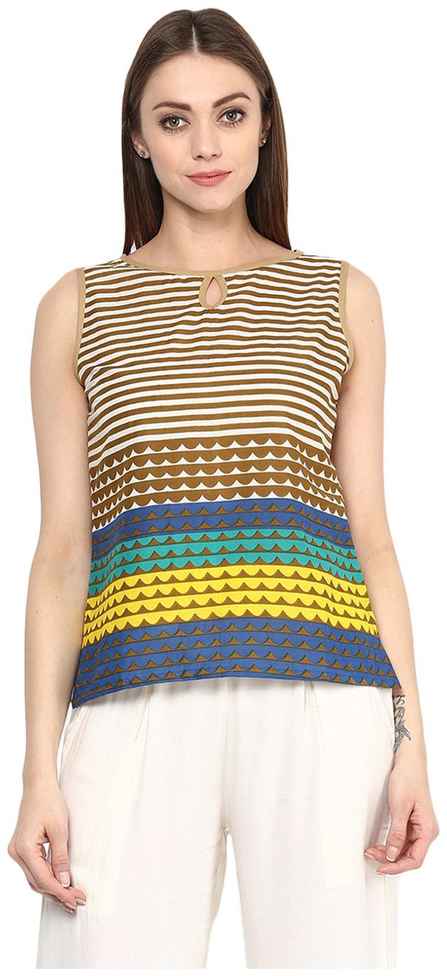 

Jaipur Kurti Women Brown Abstract Straight Kurta