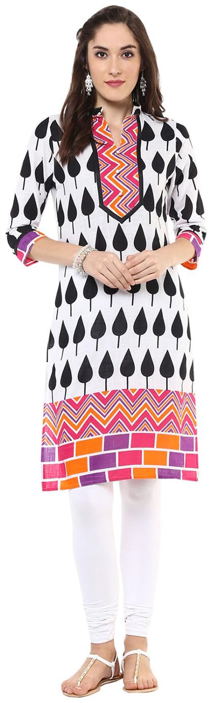 

Jaipur Kurti Women White Printed Straight Kurta