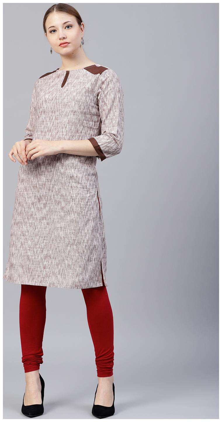 

Jaipur Kurti Women Brown Solid Straight Kurta