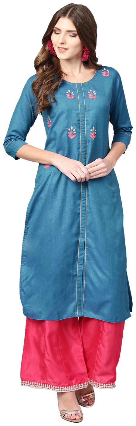 

Jaipur Kurti Women Blue Solid Straight Kurta