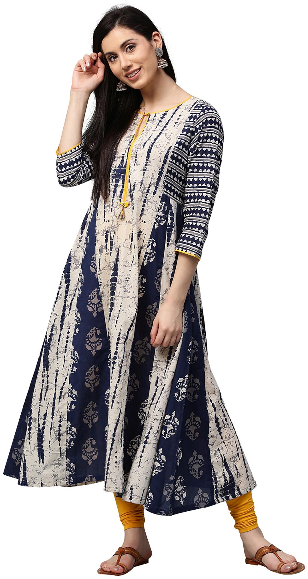 

Jaipur Kurti Women Blue Abstract Straight Kurta