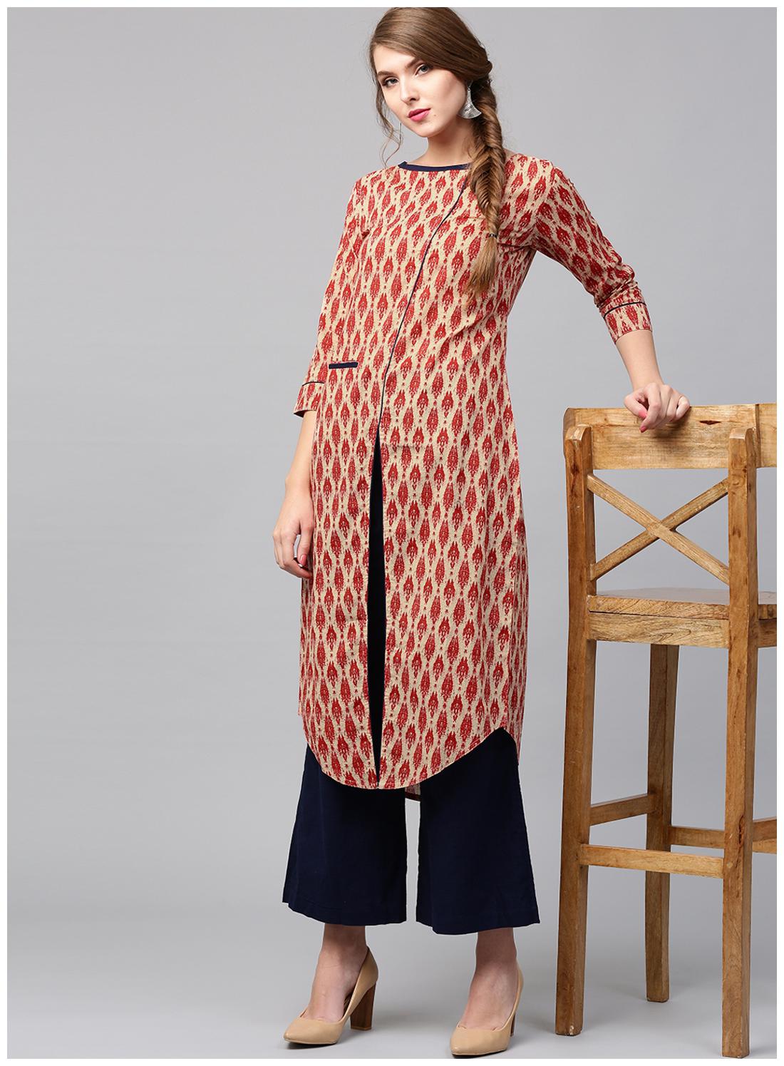 

Jaipur Kurti Women Red Printed Straight Kurta