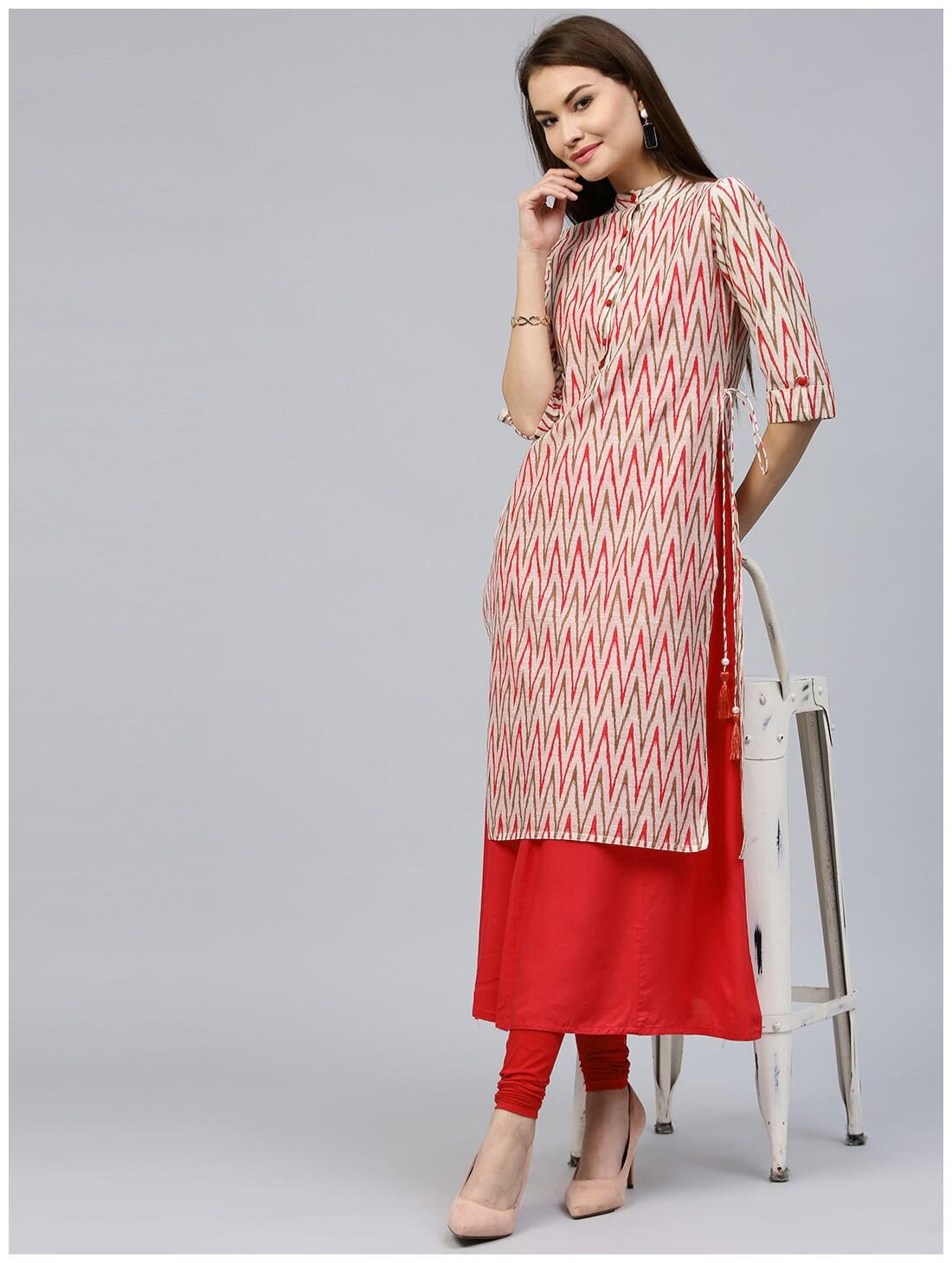 

Jaipur Kurti Women White Printed Straight Kurta