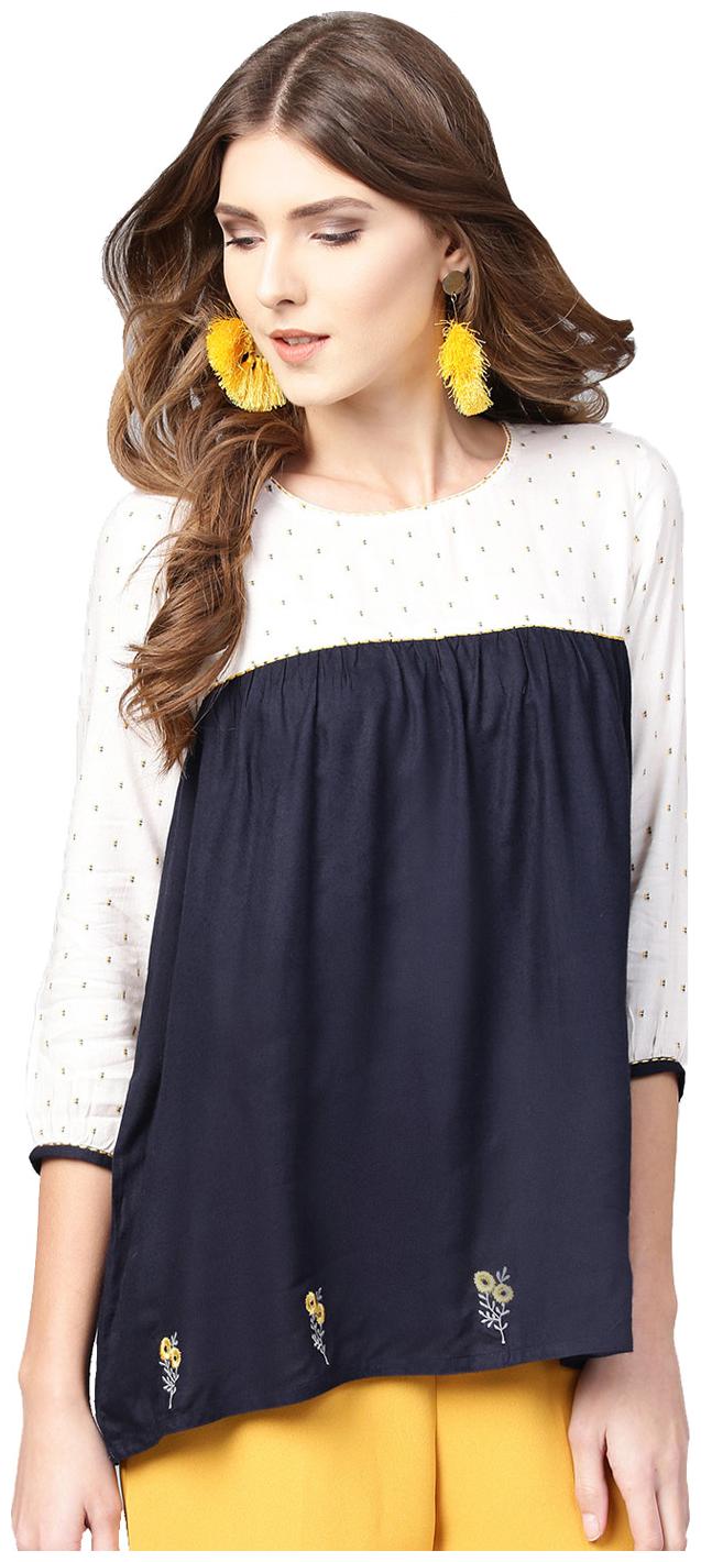 

Jaipur Kurti Women Geometric A-line top - Blue