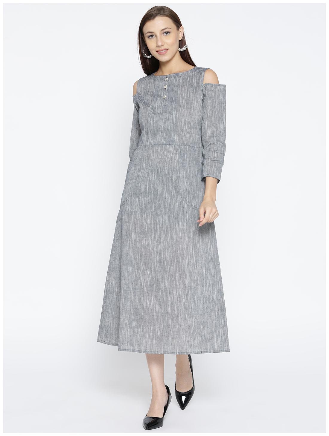 

Jaipur Kurti Women Grey Solid Straight Kurta