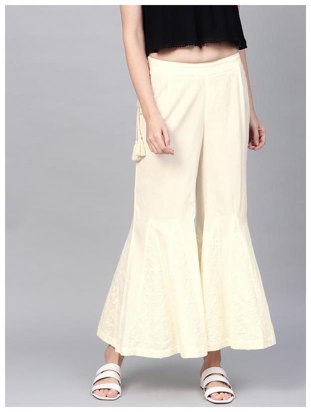 

Jaipur Kurti Women Cotton Flared Palazzo -White
