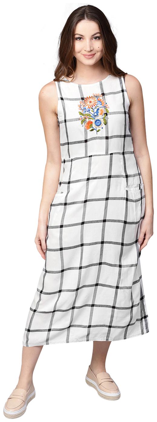 

Jaipur Kurti Women White Striped Anarkali Kurta