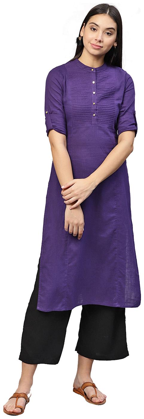 

Jaipur Kurti Women Purple Solid Straight Kurta