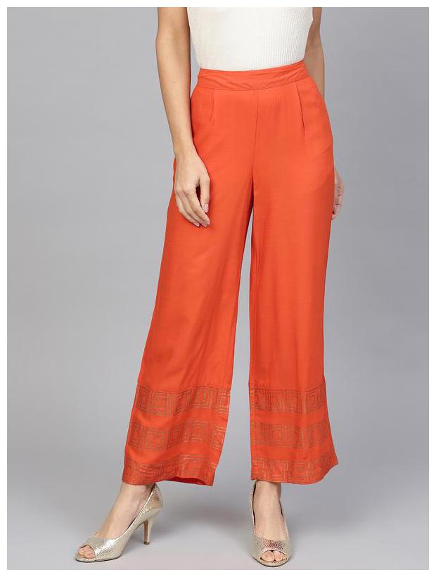 

Jaipur Kurti Women Orange Rayon Slub Palazzo