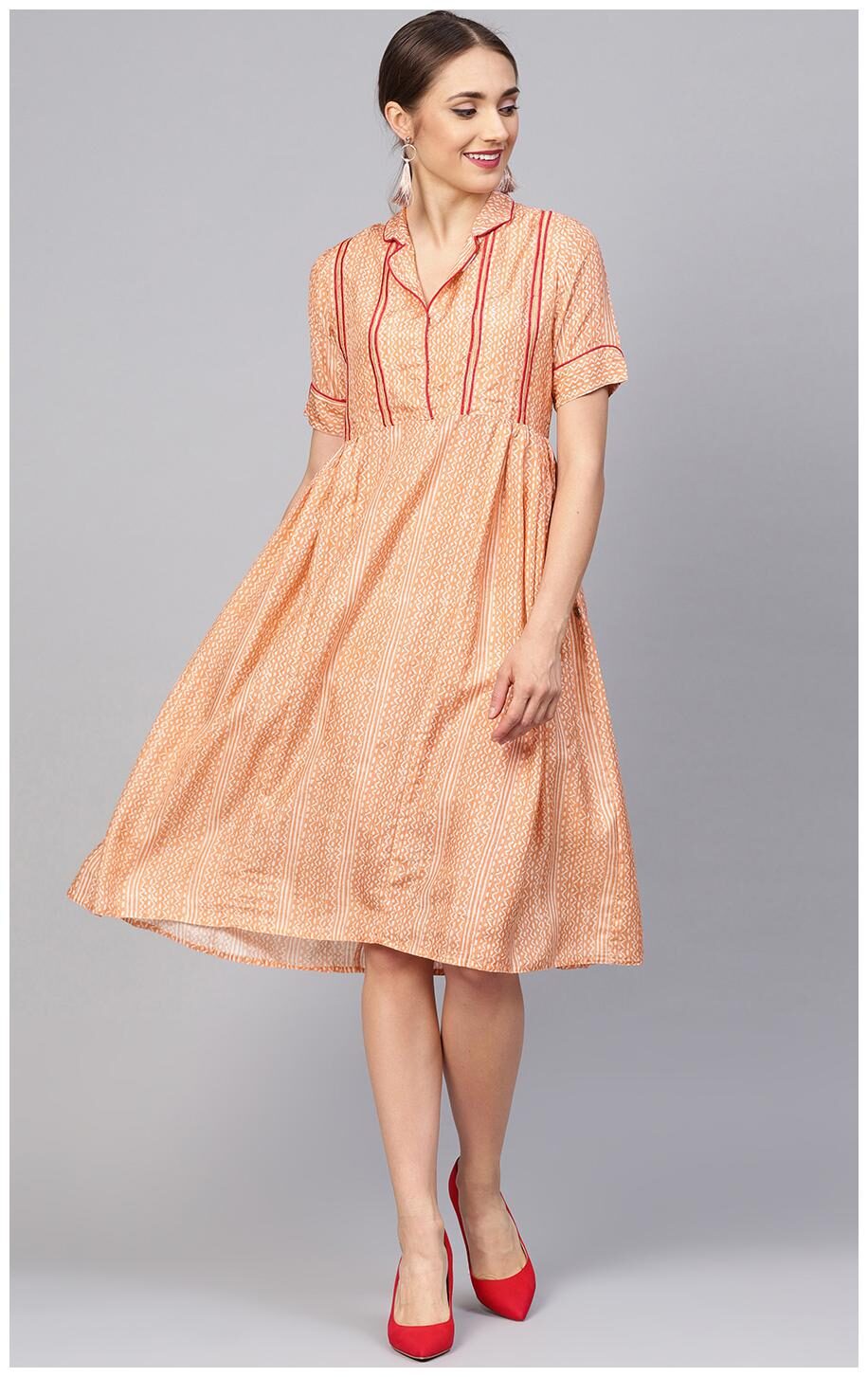

Jaipur Kurti Orange Geometric A-line dress