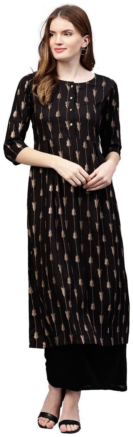 

Jaipur Kurti Black Geometric Maxi dress