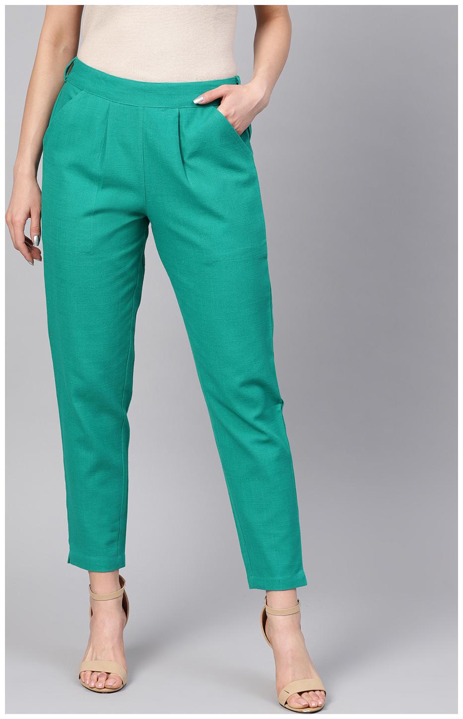 

Jaipur Kurti Women Turquoise Straight fit Regular trousers