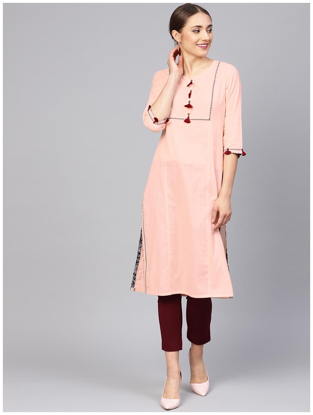 

Jaipur Kurti Women Pink Solid Straight Kurti