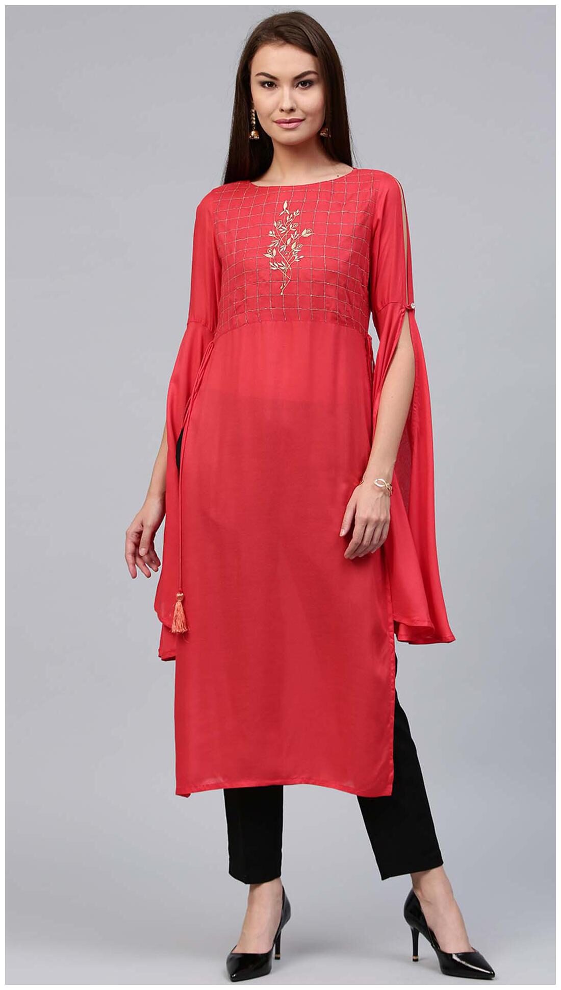 

Jaipur Kurti Women Pink Solid Straight Kurta