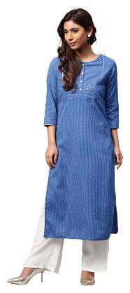 

Jaipur Kurti Women Blue Solid Straight Kurta