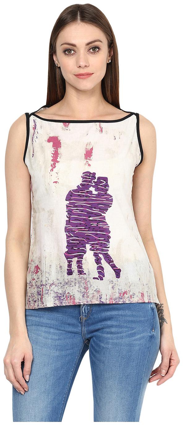 

Jaipur Kurti Women White Abstract Straight Kurti