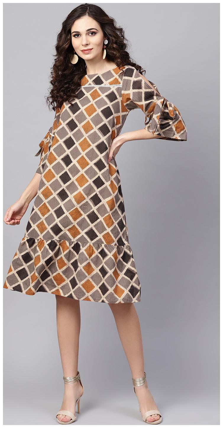 

Jaipur Kurti Multi Geometric A-line dress