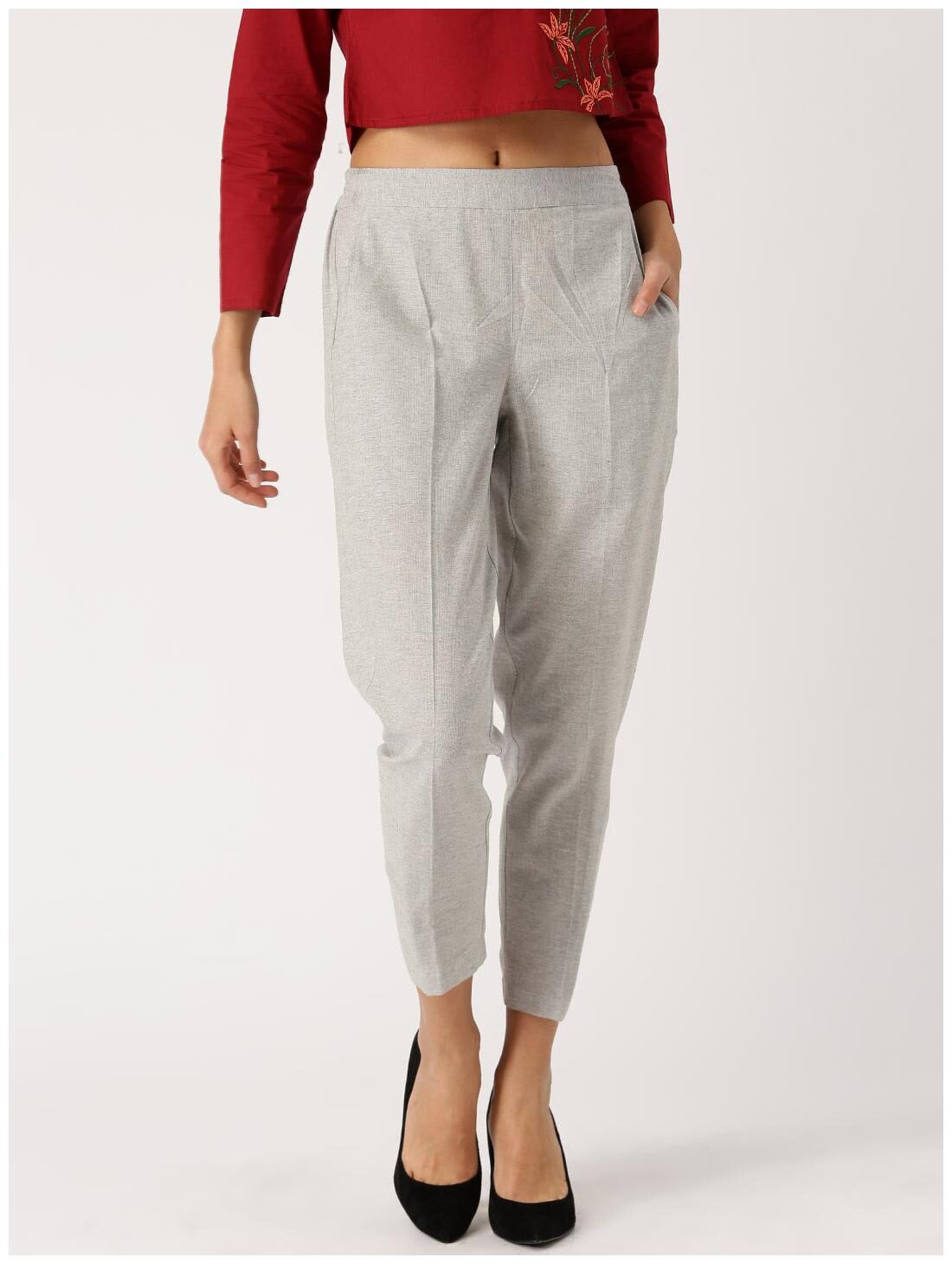 

Jaipur Kurti Women Grey Slim fit Bootcut pants
