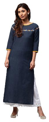 

Jaipur Kurti Women Blue Solid Straight Kurta
