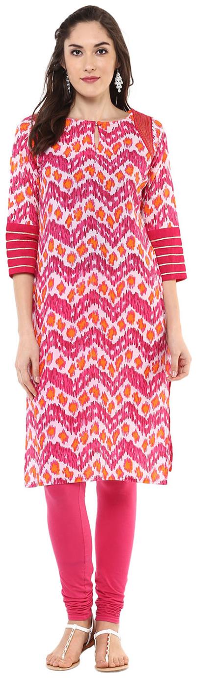 

Jaipur Kurti Women Pink Embroidered Straight Kurta