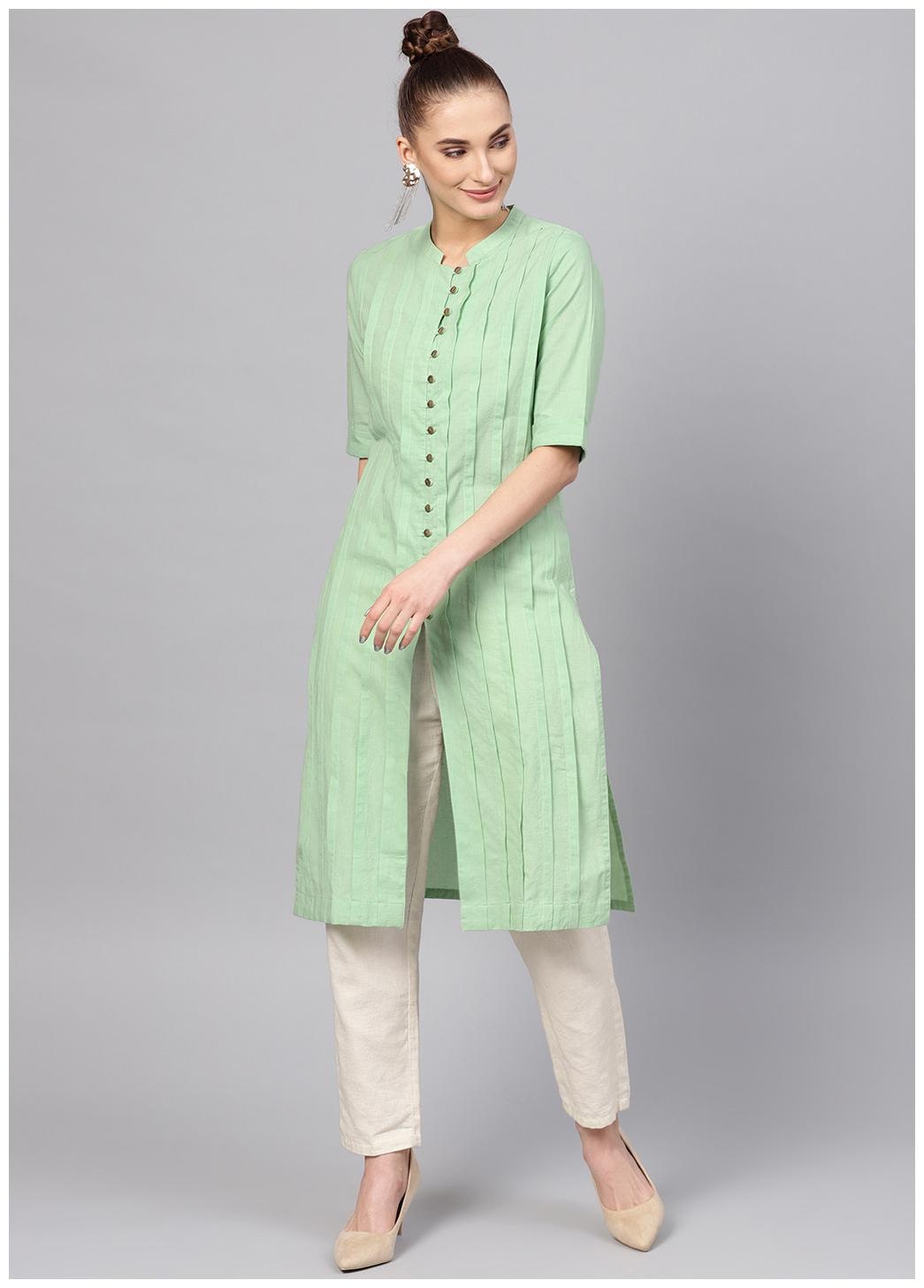 

Jaipur Kurti Women Turquoise Solid Straight Kurta