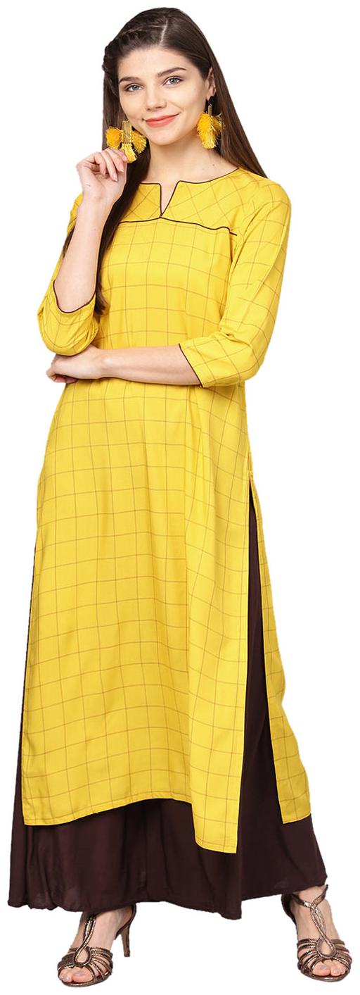 

Jaipur Kurti Women Yellow Printed Straight Kurta