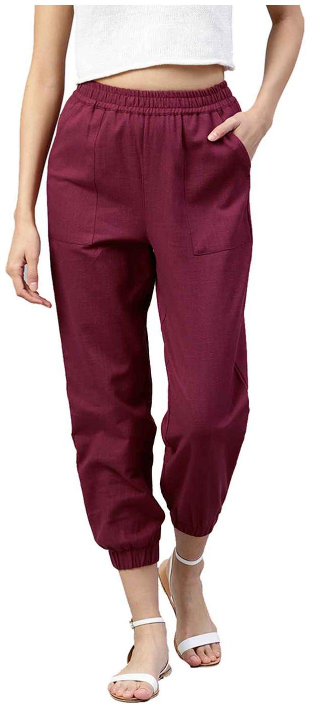 

Jaipur Kurti Women Maroon Regular fit Regular trousers