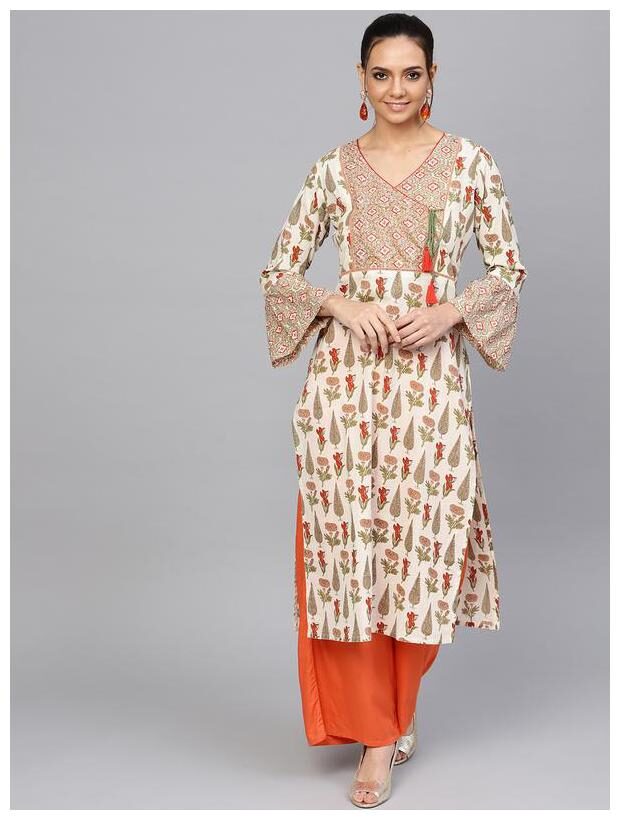 

Jaipur Kurti Women Off White Ethnic Motifs Straight Kurta