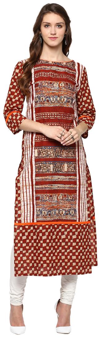 

Jaipur Kurti Women Red Abstract Straight Kurta