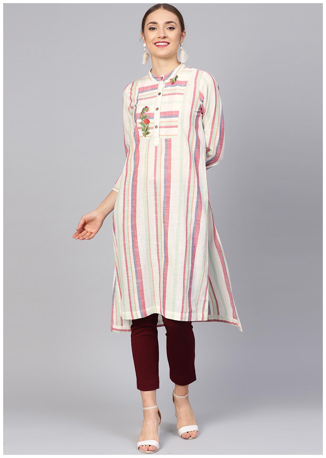 

Jaipur Kurti Women Multi Striped Straight Kurta