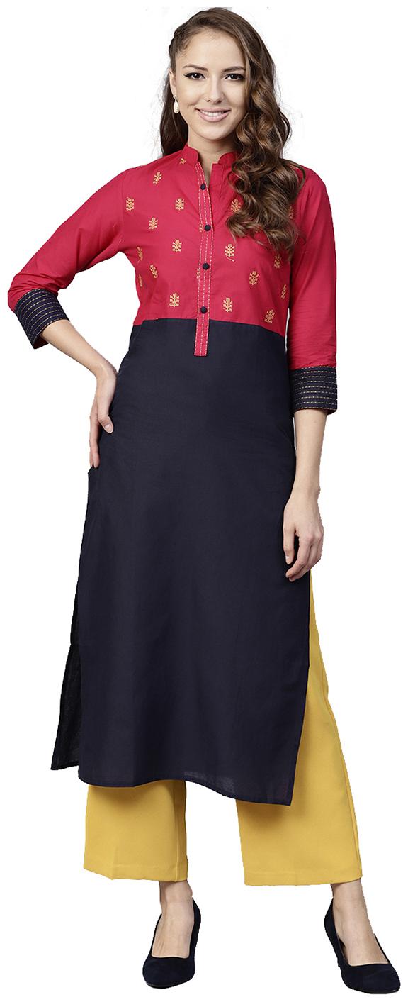 

Jaipur Kurti Women Blue Printed Straight Kurta