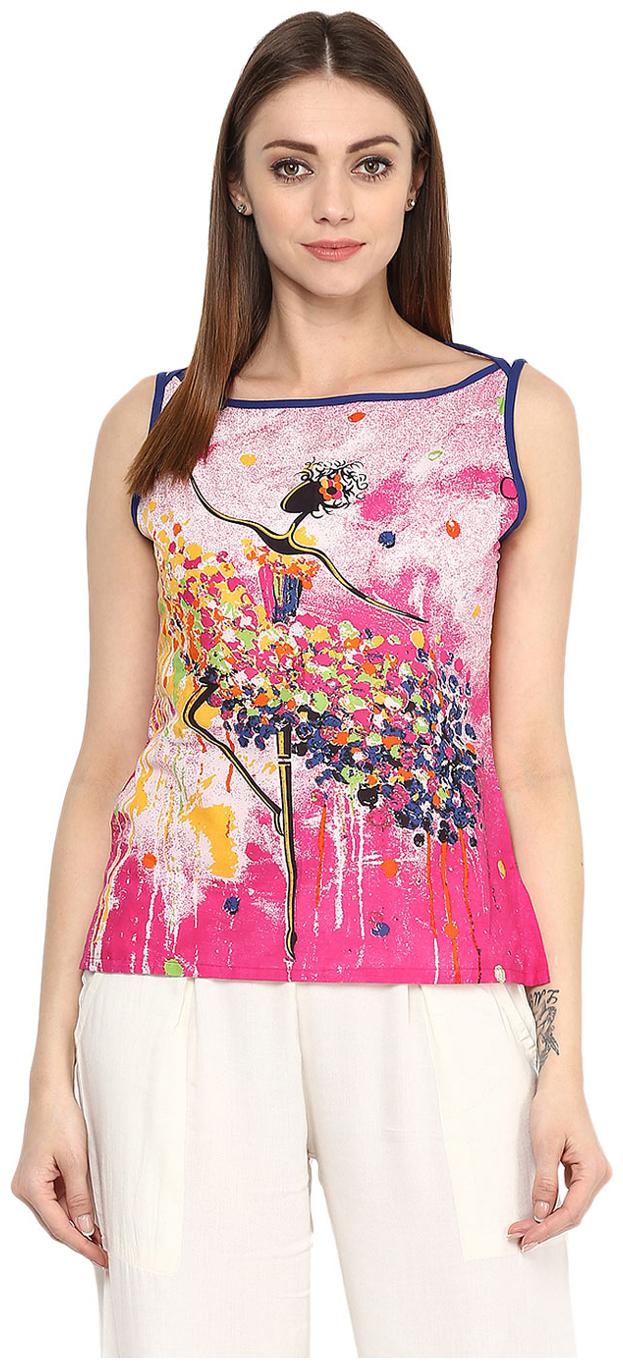 

Jaipur Kurti Women Pink Abstract Straight Kurti